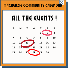 Calendar of Events image for Mackenzie Community Calendar.
